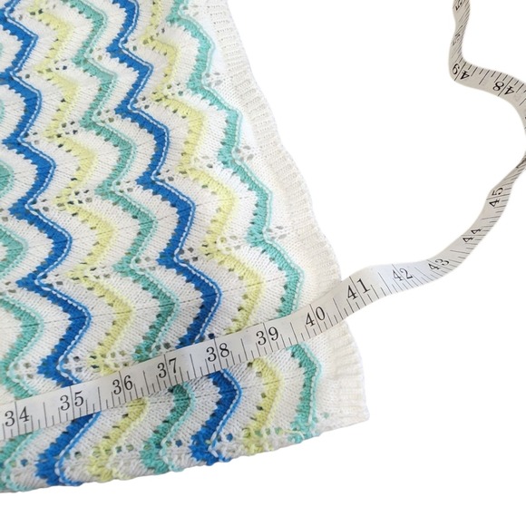 Freshman1996 XS Halter Crochet Knit Maxi Dress‎ Cover Up Blue Green White - Picture 7 of 7